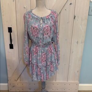 LoveShackFancy Pink and Blue Long Sleeve Sundress